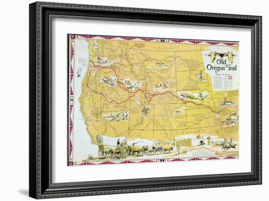 Map of the Old Oregon Trail-American School-Framed Giclee Print