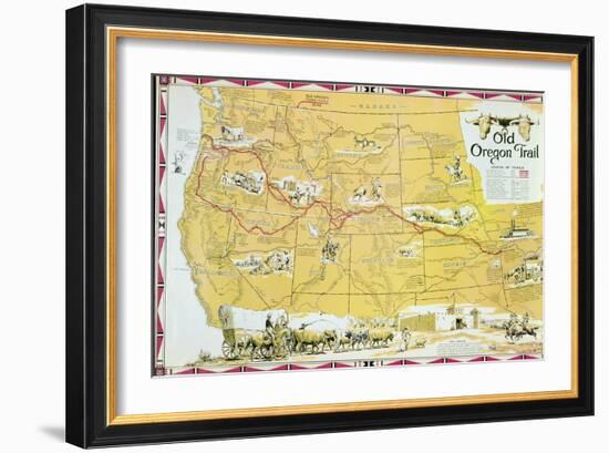 Map of the Old Oregon Trail-American School-Framed Giclee Print