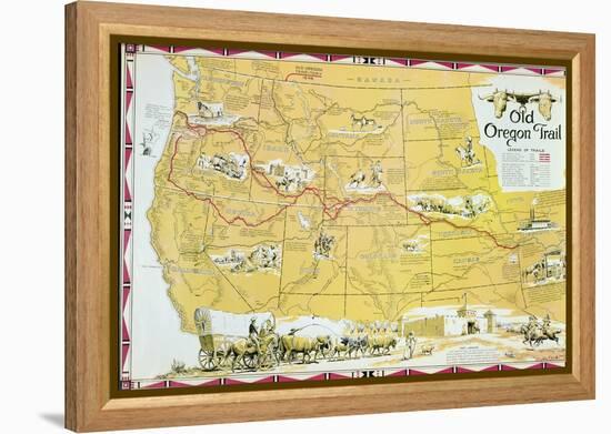 Map of the Old Oregon Trail-American School-Framed Premier Image Canvas