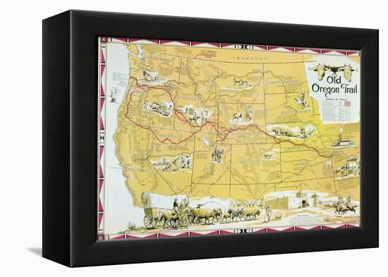 Map of the Old Oregon Trail-American School-Framed Premier Image Canvas