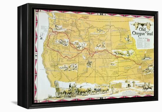 Map of the Old Oregon Trail-American School-Framed Premier Image Canvas