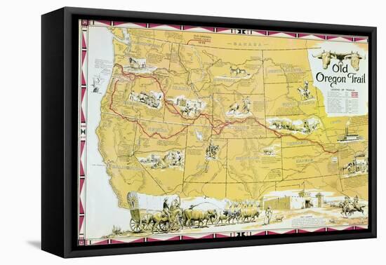 Map of the Old Oregon Trail-American School-Framed Premier Image Canvas