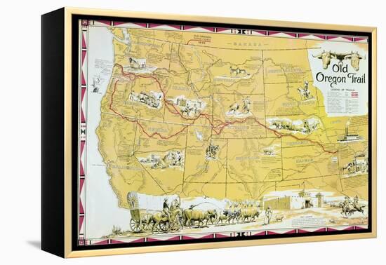 Map of the Old Oregon Trail-American School-Framed Premier Image Canvas