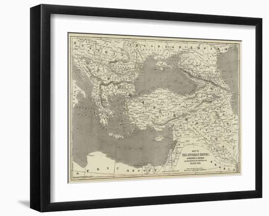 Map of the Ottoman Empire, Kingdom of Greece, and the Russian Provinces on the Black Sea-John Dower-Framed Giclee Print