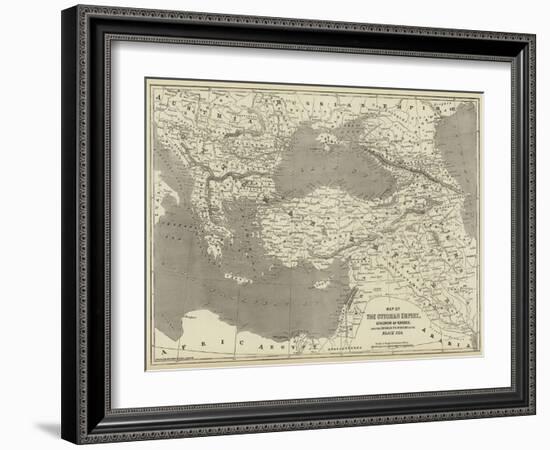 Map of the Ottoman Empire, Kingdom of Greece, and the Russian Provinces on the Black Sea-John Dower-Framed Giclee Print