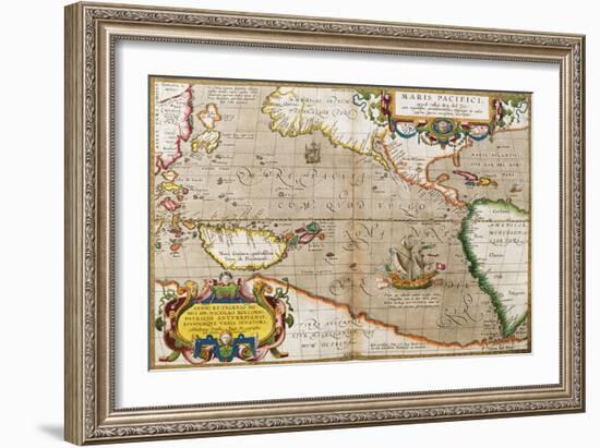 Map of the Pacific Ocean from 'Theatrum Orbis Terrarum' Originally Executed in 1570, 1606-Abraham Ortelius-Framed Giclee Print