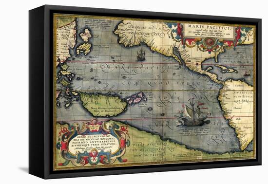 Map of the Pacific Ocean-Abraham Ortelius-Framed Premier Image Canvas