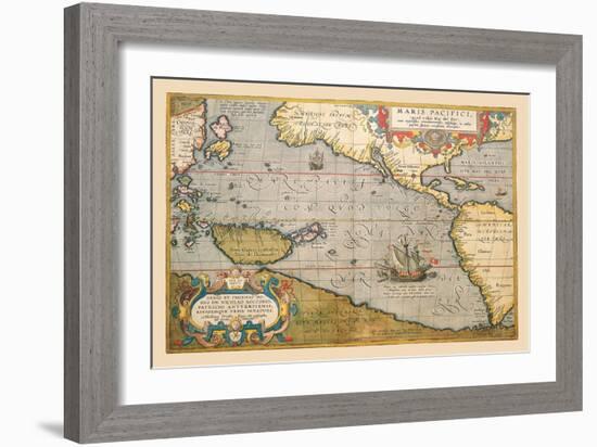 Map of the Pacific Ocean-Abraham Ortelius-Framed Art Print