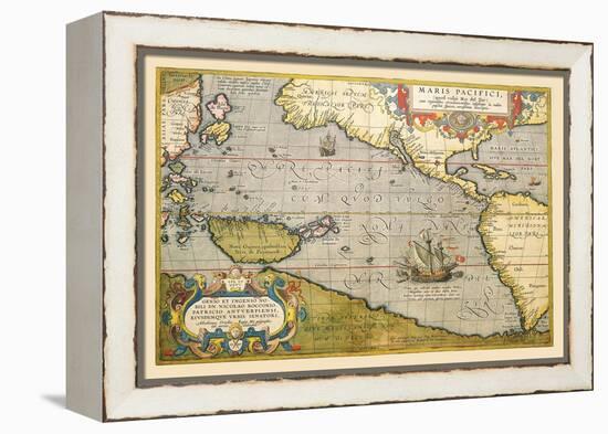 Map of the Pacific Ocean-Abraham Ortelius-Framed Stretched Canvas