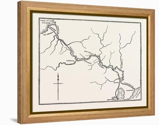 Map of the Panama Railroad, Panama, 1870s-null-Framed Premier Image Canvas