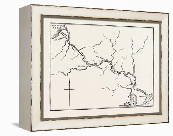 Map of the Panama Railroad, Panama, 1870s-null-Framed Premier Image Canvas
