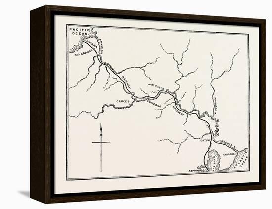 Map of the Panama Railroad, Panama, 1870s-null-Framed Premier Image Canvas