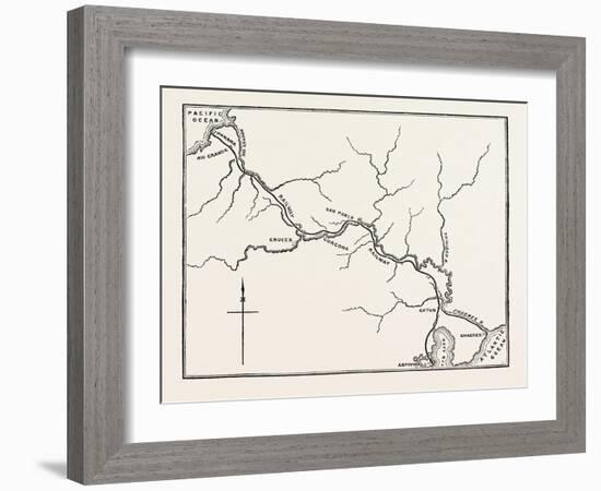 Map of the Panama Railroad, Panama, 1870s-null-Framed Giclee Print