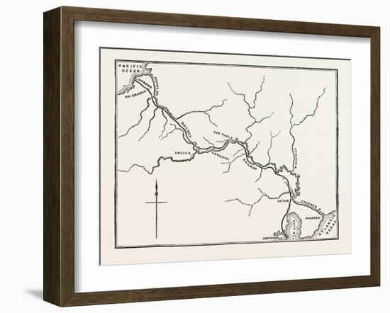 Map of the Panama Railroad, Panama, 1870s-null-Framed Giclee Print