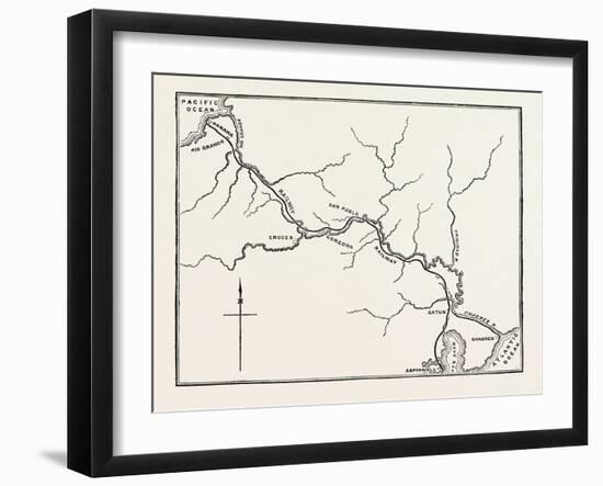 Map of the Panama Railroad, Panama, 1870s-null-Framed Giclee Print