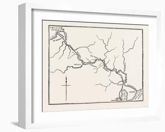 Map of the Panama Railroad, Panama, 1870s-null-Framed Giclee Print