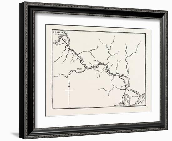 Map of the Panama Railroad, Panama, 1870s-null-Framed Giclee Print