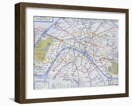 Map of the Paris Metro, 1989-null-Framed Giclee Print