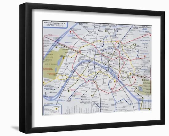 Map of the Paris Metro, 1989-null-Framed Giclee Print