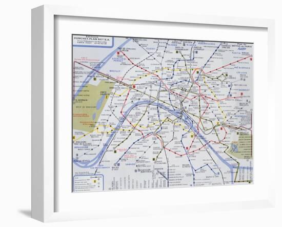 Map of the Paris Metro, 1989-null-Framed Giclee Print