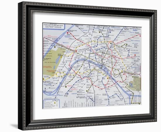 Map of the Paris Metro, 1989-null-Framed Giclee Print