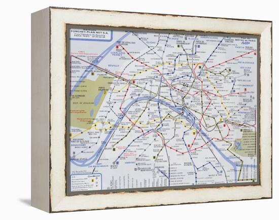 Map of the Paris Metro, 1989-null-Framed Premier Image Canvas