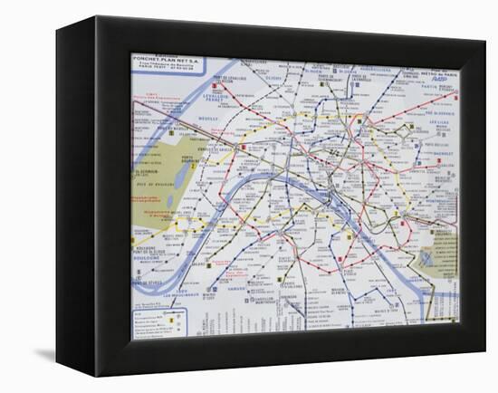 Map of the Paris Metro, 1989-null-Framed Premier Image Canvas