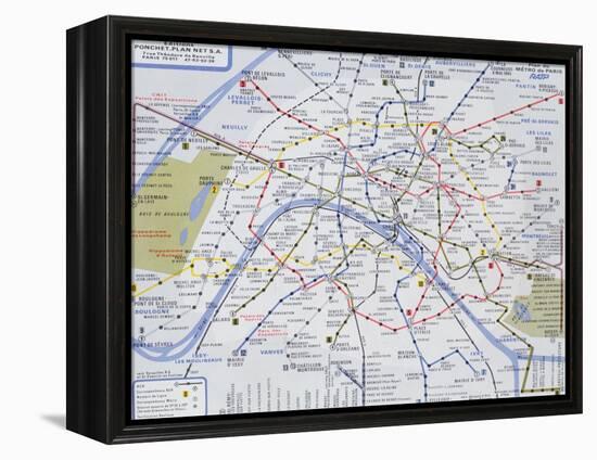 Map of the Paris Metro, 1989-null-Framed Premier Image Canvas