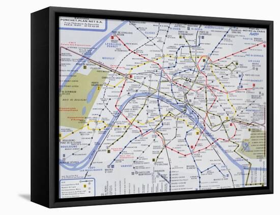 Map of the Paris Metro, 1989-null-Framed Premier Image Canvas