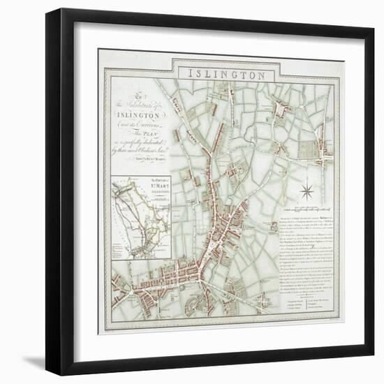 Map of the Parish of St Mary, Islington, London, 1793-Benjamin Baker-Framed Giclee Print