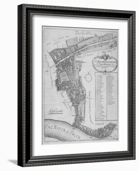 Map of the Parishes of St Mary, Whitechapel and St John, Wapping, in Stepney, London, 1755-null-Framed Giclee Print