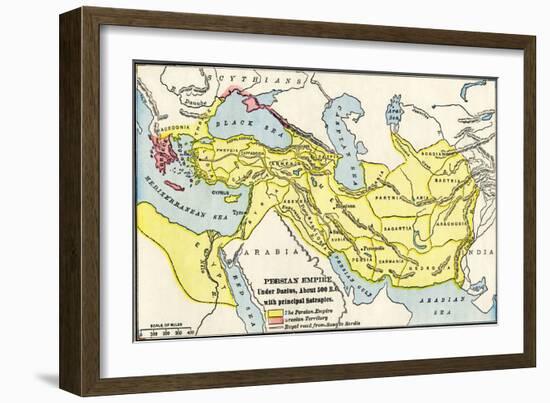 Map of the Persian Empire under Darius I, with Principal Satrapies, About 500 Bc-null-Framed Giclee Print
