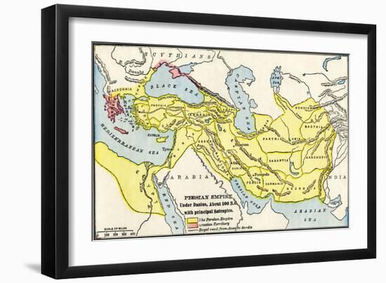 Map of the Persian Empire under Darius I, with Principal Satrapies, About 500 Bc-null-Framed Giclee Print