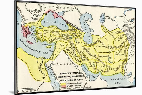 Map of the Persian Empire under Darius I, with Principal Satrapies, About 500 Bc-null-Mounted Giclee Print