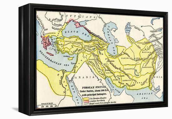 Map of the Persian Empire under Darius I, with Principal Satrapies, About 500 Bc-null-Framed Premier Image Canvas