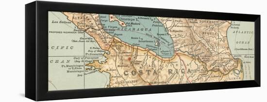 Map of the proposed Nicaragua Canal-Encyclopaedia Britannica-Framed Stretched Canvas