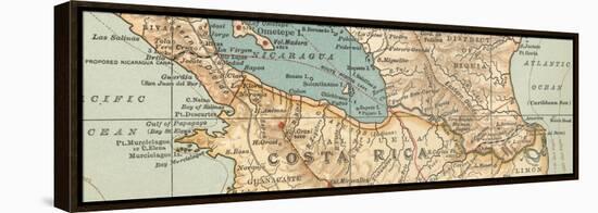 Map of the proposed Nicaragua Canal-Encyclopaedia Britannica-Framed Stretched Canvas