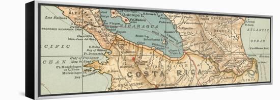 Map of the proposed Nicaragua Canal-Encyclopaedia Britannica-Framed Stretched Canvas