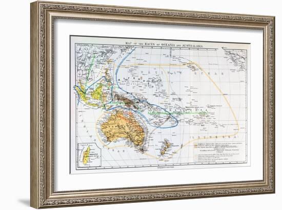 Map of the Races of Oceania and Australasia, from "The History of Mankind"-null-Framed Giclee Print