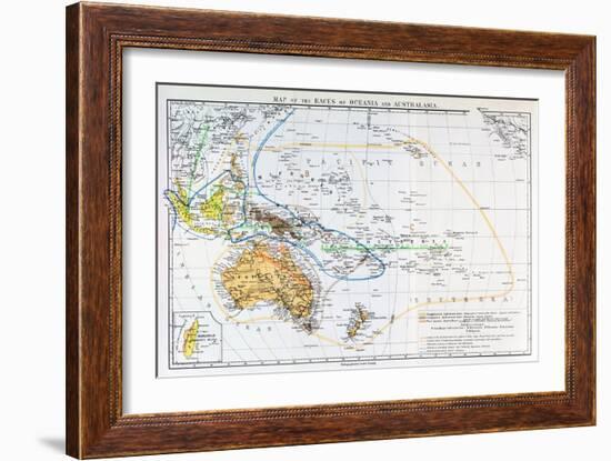 Map of the Races of Oceania and Australasia, from "The History of Mankind"-null-Framed Giclee Print