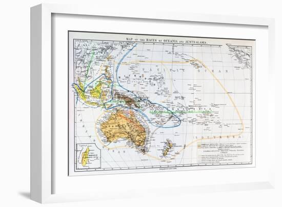 Map of the Races of Oceania and Australasia, from "The History of Mankind"-null-Framed Giclee Print