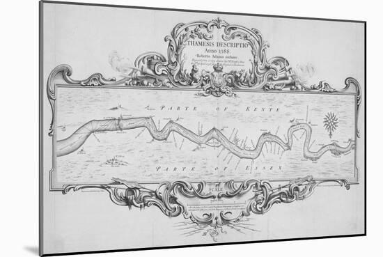 Map of the River Thames from Tilbury to Westminster, Passing Through Kent and Essex, 1740-Joseph Ames-Mounted Giclee Print