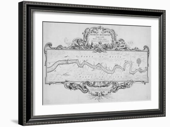 Map of the River Thames from Tilbury to Westminster, Passing Through Kent and Essex, 1740-Joseph Ames-Framed Giclee Print