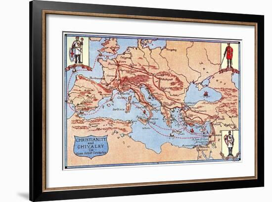Map of the Routes of the Three Great Crusades, 1926-Criss-Framed Giclee Print