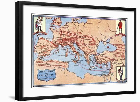 Map of the Routes of the Three Great Crusades, 1926-Criss-Framed Giclee Print