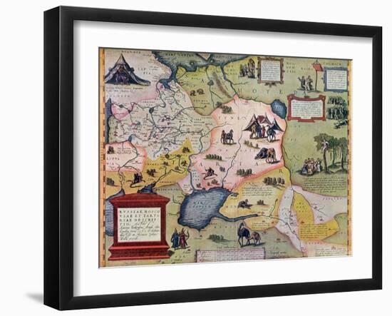 Map of the Russian Empire in the Sixteenth Century, Copy of an Original of 1571-Abraham Ortelius-Framed Giclee Print