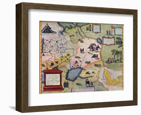 Map of the Russian Empire in the Sixteenth Century, Copy of an Original of 1571-Abraham Ortelius-Framed Giclee Print