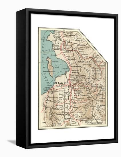 Map of the Salt Lake City-Encyclopaedia Britannica-Framed Premier Image Canvas