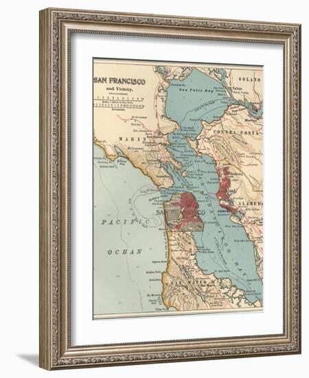 Map of the San Francisco Bay Area (C. 1900), Maps-Encyclopaedia Britannica-Framed Art Print