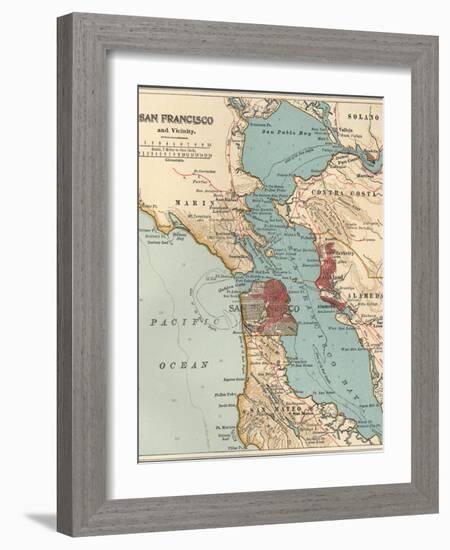 Map of the San Francisco Bay Area (C. 1900), Maps-Encyclopaedia Britannica-Framed Art Print